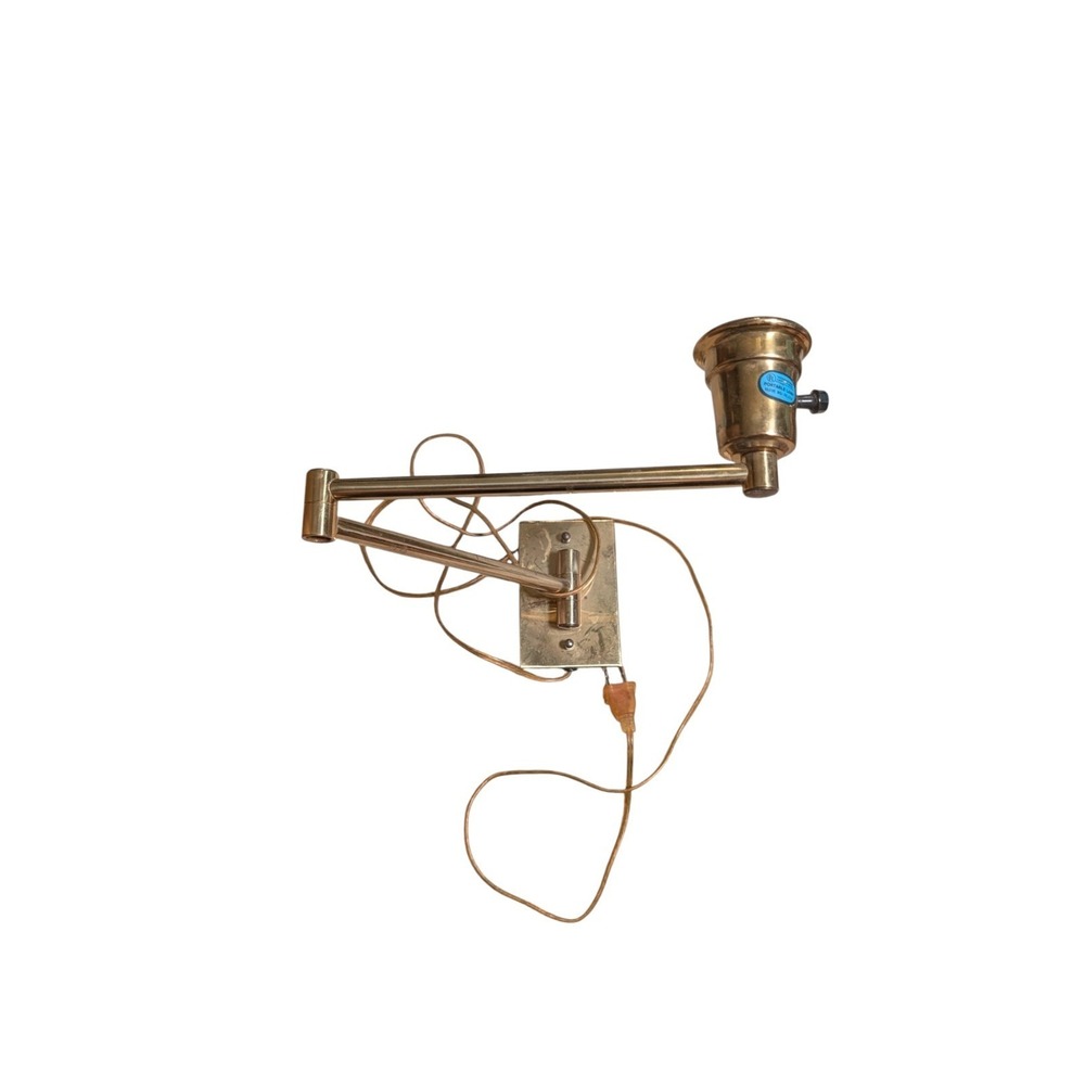 Vintage Underwriters Lab Brass Swing Arm Wall Lamp Reading Light Sconce Lighting